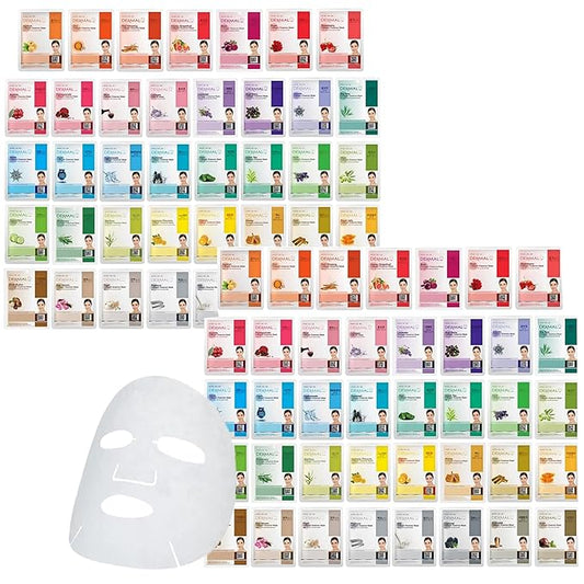 DERMAL 78 Combo Pack Collagen Essence Korean Face Mask - Hydrating & Soothing Facial Mask with Panthenol - Hypoallergenic Self Care Sheet Mask for All Skin Types - Natural Home Spa Treatment Masks