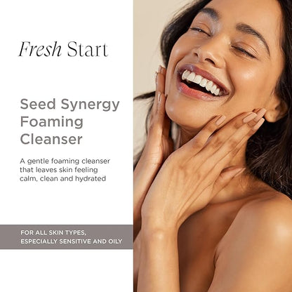 Seed Synergy Foaming Cleanser – 99% Natural, Gentle Face Wash for All Skin Types, with Certified Organic Seed Oils, Sulfate-Free, Antioxidant-Rich, Vegan, Clean Beauty, 5 oz