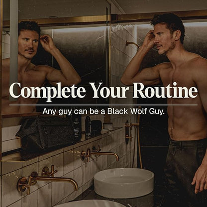 Black Wolf Face Wash and Oil-Free Moisturizer Gel Bundle for Oily Skin, Deep Clean- 2pc Bundle- Charcoal Powder and Salicylic Acid Reduce Acne Breakouts and Cleanse Your Skin- Gift Set for Men