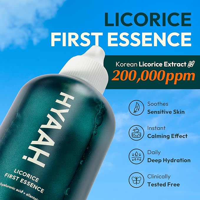Licorice First Essence - Korean Hydrating Toner - Licorice Extract, Hyaluronic Acid and Allantoin - Soothing for Sensitive Skin - Alcohol Free for Sensitive Skin, 6.76 fl.oz