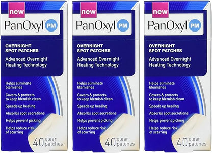 PanOxyl Pm Overnight Spot Patches With Advanced Hydrocolloid Healing Technology, 40 Count (Pack of 3)