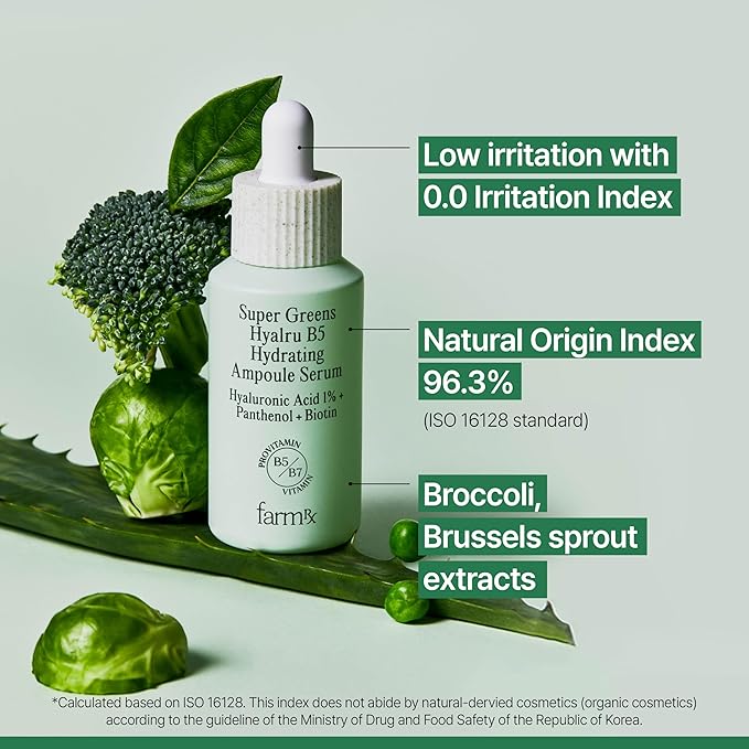 Farm Rx Super Greens Hyalru B5 Hydrating Ampoule Serum (latest version) - Korean Skin Care, Lightweight, All-Day Hydration. Hyaluronic Acid, Panthenol, Vegan (1fl oz)