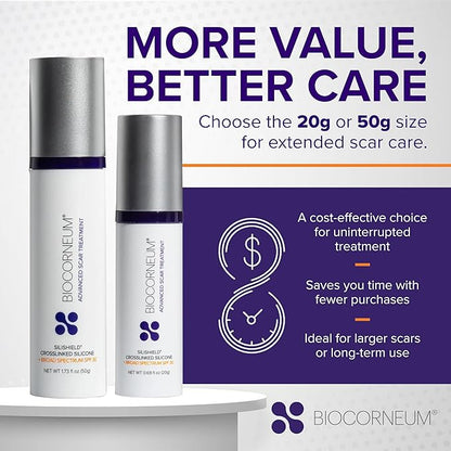 Biocorneum Advanced Scar Treatment with Silishield® & SPF 30 20g – Fast-Drying, Water-Resistant Silicone Scar Gel - Surgeon Recommended Scar Removal for New & Old Scars - Suitable for Children