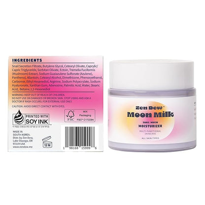 Moon Milk Snail Mucin Moisturizer Gel Cream 3.52 Oz - Blue Light Skin Defense - Korean Snail Mucin Serum Cream that Replenishes Moisture & Leaves Skin Brighter, Plumper, Soothed & Smooth