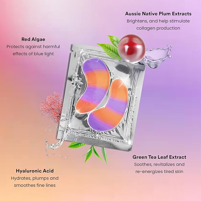 BLAQ Kakadu Plumpers Premium Under Eye Patches for Dark Circles and Puffiness. Australian Native Plum Extracts, Vegan and Cruelty-Free, 30-Pack