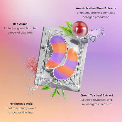 BLAQ Kakadu Plumpers Premium Under Eye Patches for Dark Circles and Puffiness. Australian Native Plum Extracts, Vegan and Cruelty-Free, 30-Pack