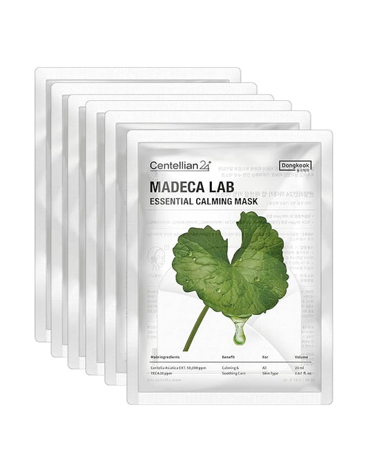 CENTELLIAN 24 Madeca Mask (Extra Calming, 6pc) - Face Mask Sheet Ultra Calming, Soothing for Sensitive Acne-prone with Centella Asiatica TECA, Niacinamide. Korean Skin Care for Men Women by Dongkook