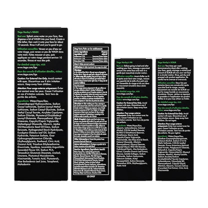 Tiege Hanley 90 Day Large Skin Care Set for Men, Essential Routine, System Level 1, Daily Face Wash, Facial Scrub, Moisturizer With SPF, and Night Cream for Healthy Skin, Men’s Skin Care, 4 Piece Kit