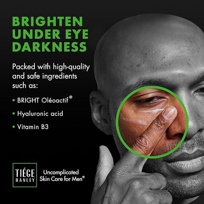 Tiege Hanley Eye Cream for Men, Morning and Night Under Eye Cream With Hyaluronic Acid and Vitamin B3, Helps Reduce the Look of Dark Circles and Puffiness, Anti Aging Men’s Skin Care, 0.5 Oz