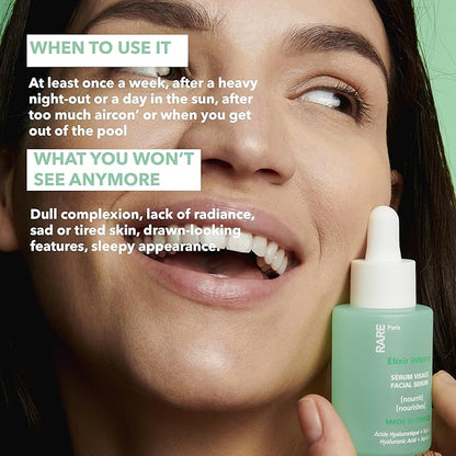 RARE Paris - Élixir Intense - Nourishing Facial Serum - Hydrating & Brightening - With Hyaluronic Acid & Squalene - Nourishing, Firming & Revitalizing - Multi-Active Serum Formula - 1oz