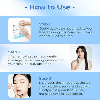 2-Step Niacinamide Brightening Ampoule Mask (1.5ml+33mlx5 PCS) - Hydrating Mask with Niacinamide, Himalayan Barley Beta-Glucan & Glacier Water for Spot Reduction