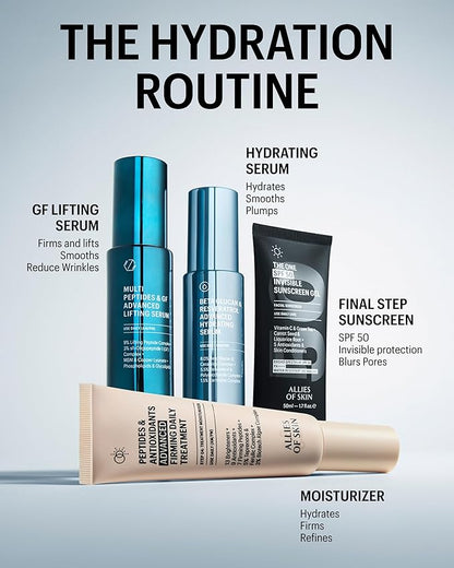 Allies of Skin Multi Hyaluronic Antioxidant Hydration Serum | Hydrating Face Serum with Niacinamide, Peptides and Resveratrol | For Dry, Dehydrated Skin | Supports Moisture & Firmness (1 Fl oz)