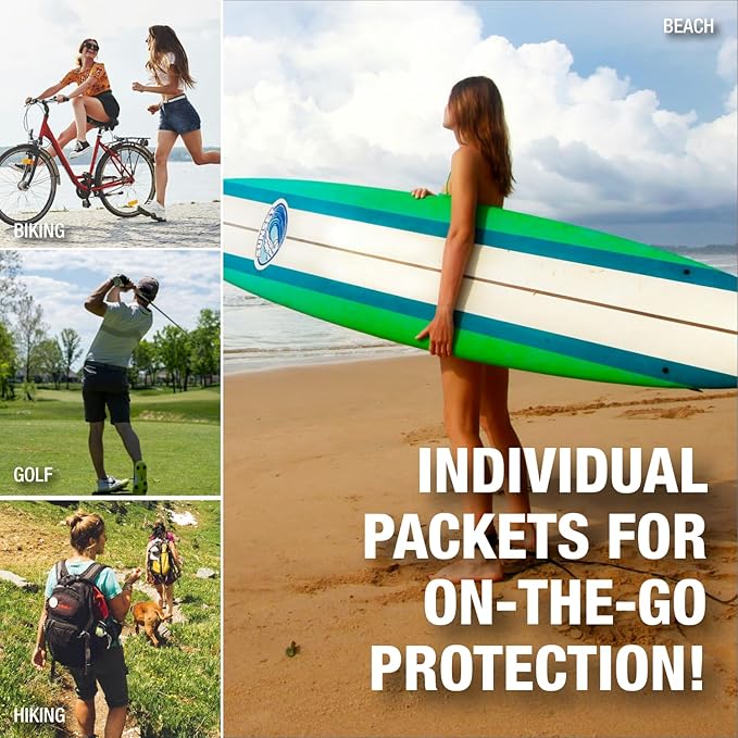 CoreTex Sun X 50 SPF Broad Spectrum Sunscreen Packets - Bulk Pack of 100 Paraben, Oxybenzone, Octinoxate, & Oil Free Sunscreen - No White Cast and Water & Sweat Resistant Up to 80 Minutes