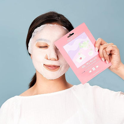 FACETORY K Beauty Face Mask Skin Care - CALMING Sheet Mask for ACNE-PRONE Skin with Heartleaf Extract | Calms Redness Smoothes Texture (10 Pack)