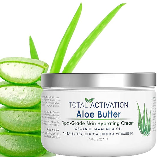 Total Activation Large 8 oz Hawaiian Aloe Vera Cream for Face, Moisturizer to use Day or Night, Anti Wrinkle Aloe Vera Lotion for Skin, Sunburn Relief, and Dry Skin