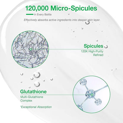Glutathione Spicule Serum, 120,000 Micro Spicules for Glass Skin, Radiance Booster, Dark Spot, Improve Skin Elasticity & Clarity, Korean Skincare 1.69 fl.oz