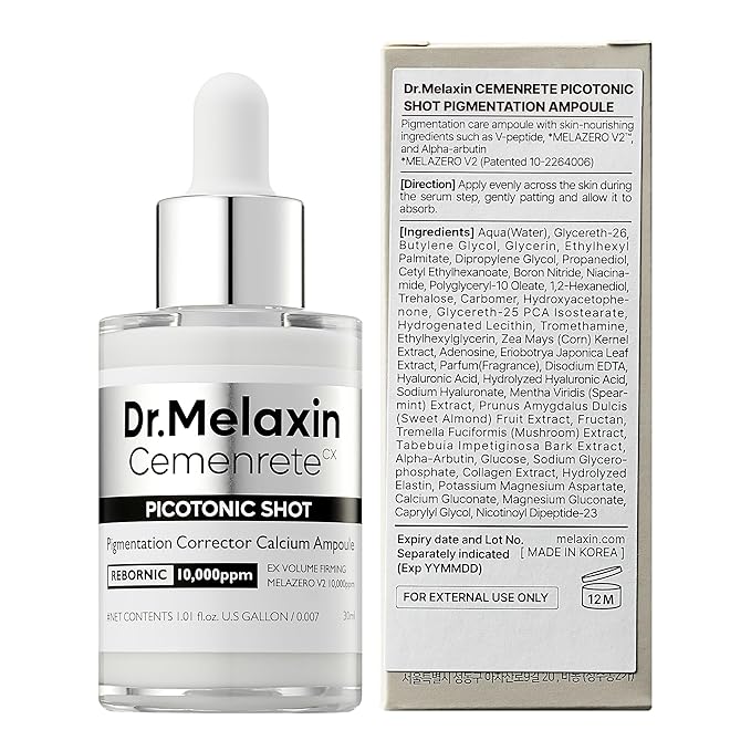 Dr.Melaxin Cemenrete Picotonic Shot Calcium Ampoule for Even Skin Tone & Skin Clarity, 1.01 fl.oz.