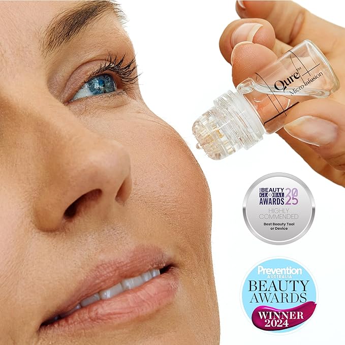 Qure Micro Infusion System for Face & Neck - Facial Moisturizing Essence, Even-looking tone, Serum for All Skin Types, Refreshed and Luminous Skin - 5-Month Supply