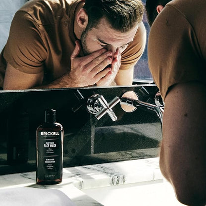 Brickell Men's Daily Elite Face Care Routine I, Toner, Gel Facial Wash, Face Scrub, Anti-Aging Night Cream, Eye Cream, Charcoal Mask and Moisturizer, Natural and Organic, Scented