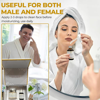 "SOLARIELLE Anti-Aging Skincare Set | Hyaluronic Acid Serum & Collagen Cream | Face & Neck Duo for Wrinkle Reduction | Natural Peptide Formula"