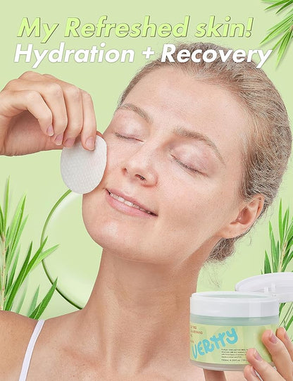 Vertty Tea Tree Cica Toner Pad | Exfoliating, Hydrating, Redness Relief Toner Pad for face | 100% Vegan Cotton Pad | Long-lasting Hydration | All Skin Types | Teens & Kids Skin Care (50 Count, 4.4oz)